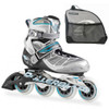 Rollerblade Tempest 90 C W Silver and Light Blue Inline Skates with Rollerblade Skate Bag Included