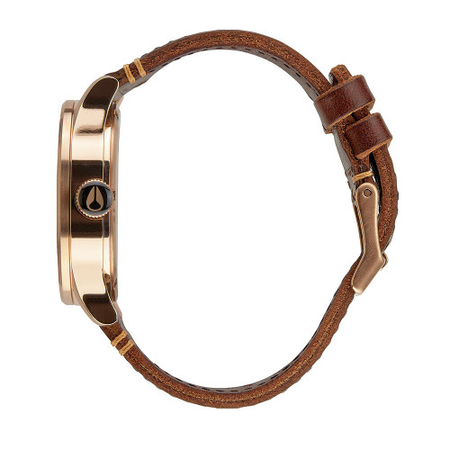 Nixon SENTRY LEATHER Rose Gold / Gunmetal / Brown Watch