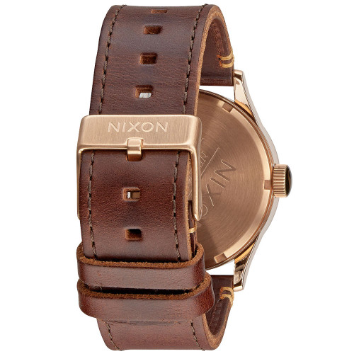 Nixon SENTRY LEATHER Rose Gold / Gunmetal / Brown Watch