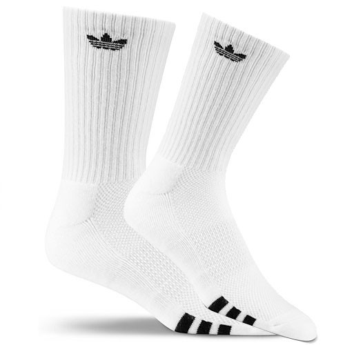 Adidas Originals Men's 3-Stripe Crew Skate Socks - White Black