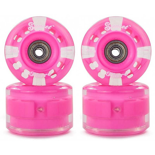 Sunset Pink Flare Longboard Wheels w Abec 9 Bearings - 65mm 78a