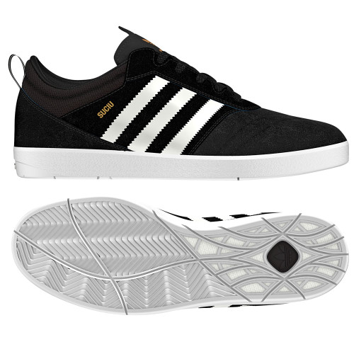 Adidas SUCIU ADV Black / White / Gold Metallic Skate Shoes 1