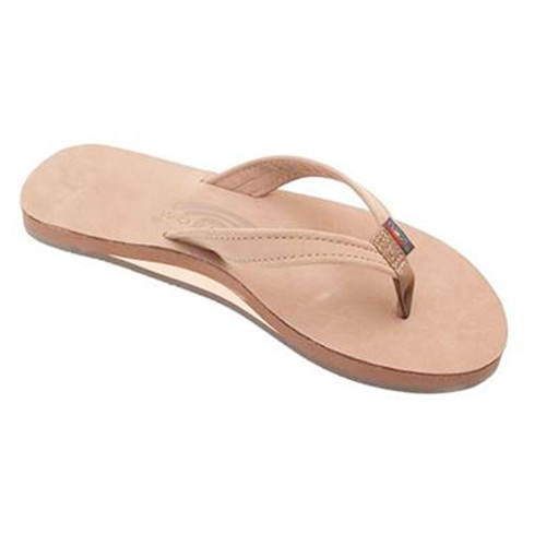 Rainbow Catalina Single Layer Premier Leather Tapered Strap Ladies Dark Brown Sandals