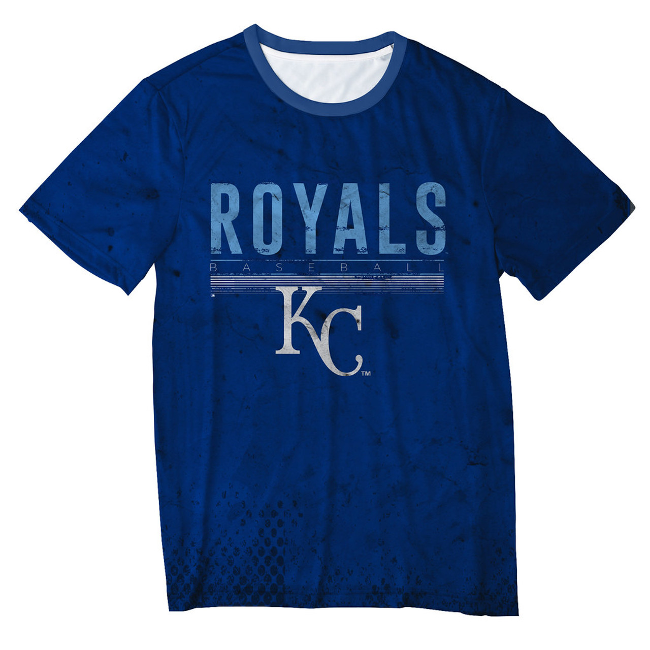 MLB Klew Big Logo Half Tone T-Shirt Team Color Kansas City Royals