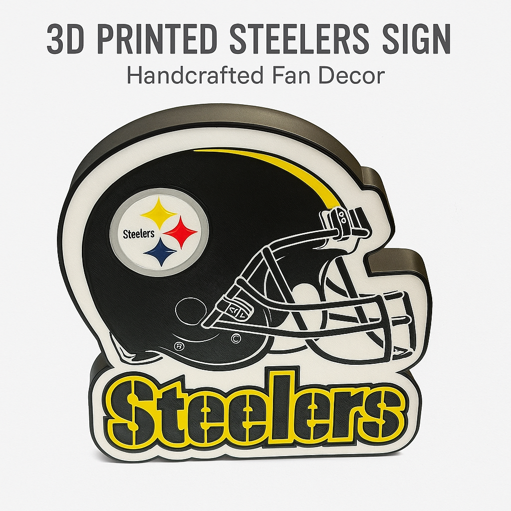 Pittsburgh Steelers Helmet Logo Sign 3D Printed NFL Football Desk