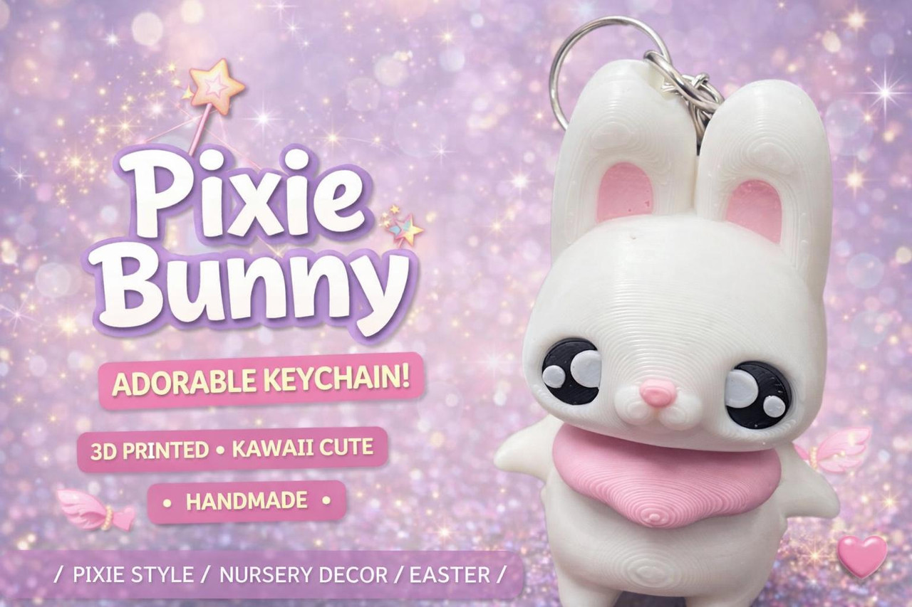 Pixie Bunny Keychain – Cute 3D Printed Bunny Figurine - Sportsamerica ...