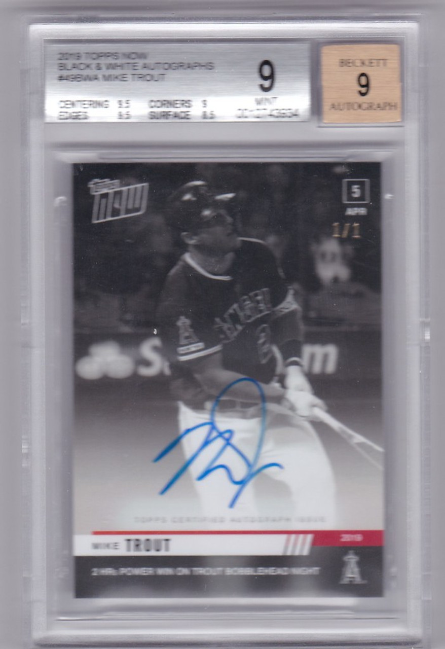 2019 Topps Now Black & White #49BWA Mike Trout 1/1 Auto BGS 9 Los