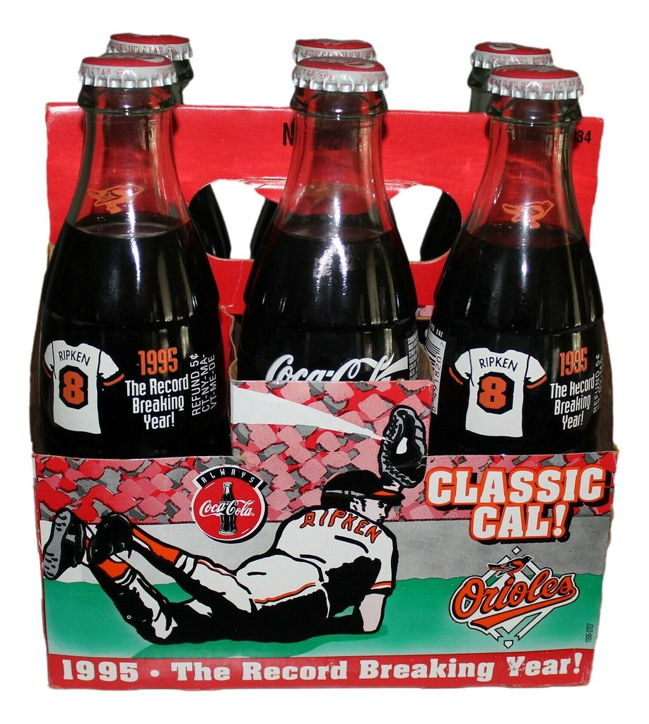 1995 Cal Ripken Jr Record Breaking Year Coca Cola 6 Pack