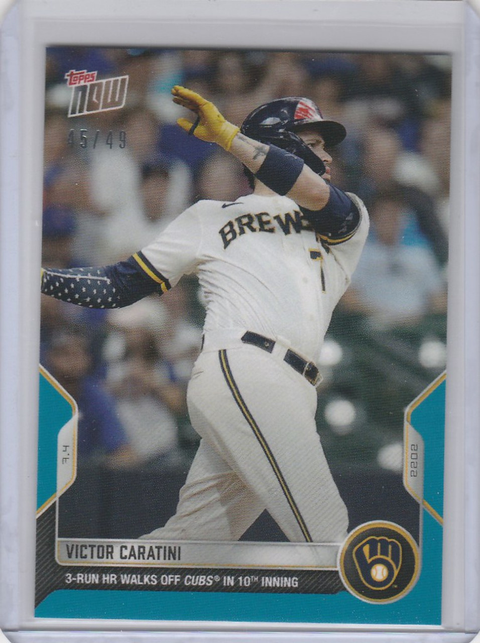 2022 TOPPS NOW PARALLEL #467 VICTOR CARATINI MILWAUKEE BREWERS 45/49 -  Sportsamerica Sports Cards
