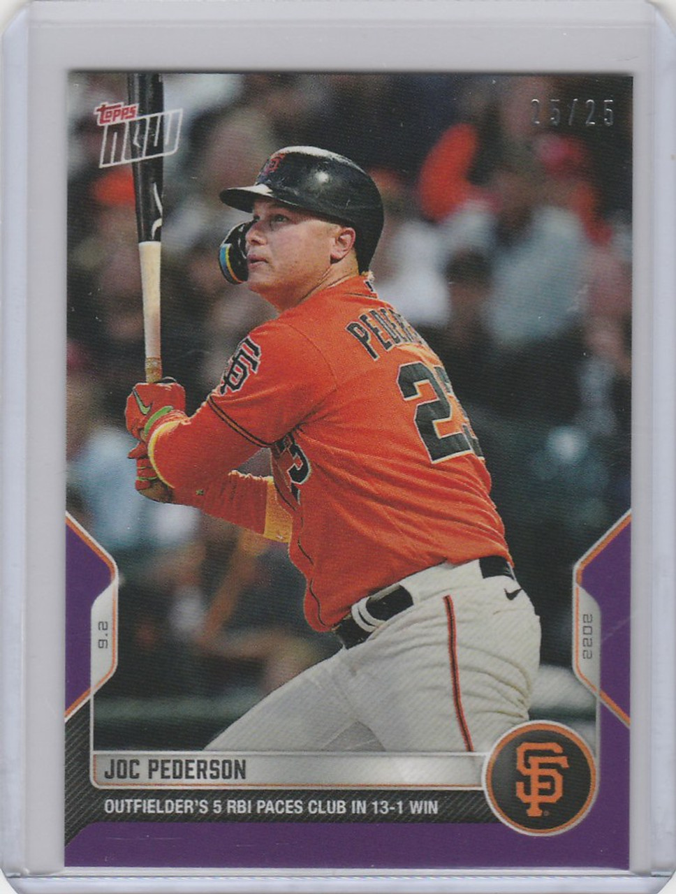 2022 TOPPS NOW PARALLEL #830 JOC PEDERSON SAN FRANCISCO GIANTS 25