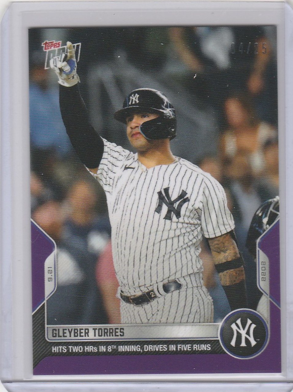 2023 TOPPS NOW #40 GLEYBER TORRES 100TH CAREER HOME RUN NEW YORK YANKEES