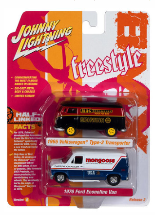 Johnny Lightning 1:64 1965 VW Type 2 and 1976 Ford Econo 2 Car Set SR B