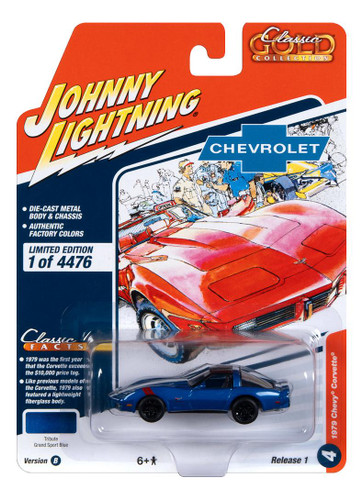 Johnny Lightning JLCG031 Classic Gold VER B 1979 Chevy Corvette Blue