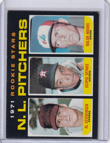1971 Topps Baseball #747 NL Rookie Pitchers - Severinsen / Spinks / Moore