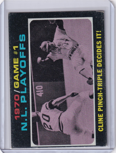 1971 Topps Baseball #199 NL Playoffs Game 1 - Cline Pinch-Triple Decides It!