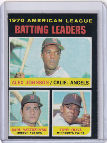 1971 Topps Baseball #61 AL 1970 Batting Leaders - Johnson / Yastrzemski / Oliva