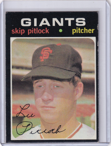 1971 Topps Baseball #19 Skip Pitlock - San Francisco Giants RC
