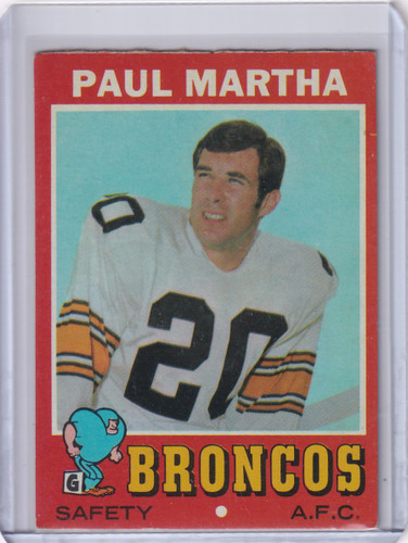 1971 Topps Football #38 Paul Martha - Denver Broncos