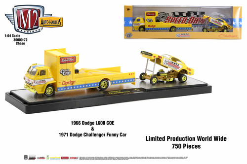 M2 Machines Auto Hauler 72 1966 Dodge L600 COE 1971 Dodge Challenger CHASE