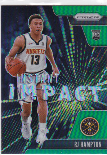 2020-21 Panini Prizm #10 RJ Hampton Green Prizm RC Instant Impact Denver Nuggets