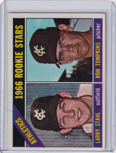 1966 Topps Baseball #107 Athletics Rookies - Larry Stahl / Ron Tompkins RC