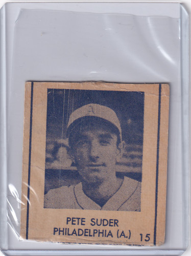 1948 R346 Blue Tint #15 Pete Suder - Philadelphia Athletics
