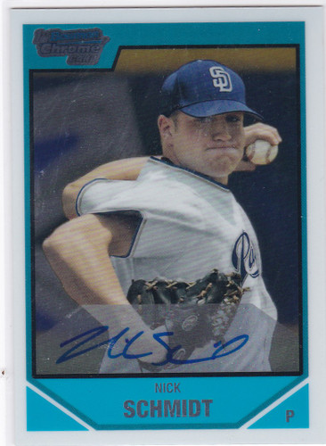 2007 Bowman Chrome #BDPP121 Nick Schmidt Auto San Diego Padres