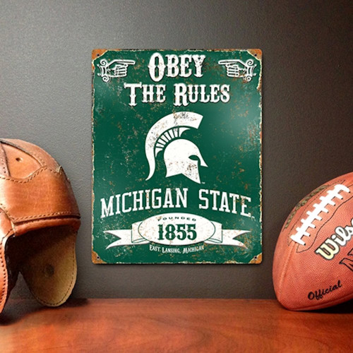 Michigan State Spartans Embossed Metal Vintage Sign
