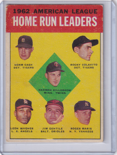 1963 Topps 4 1962 AL Home Run Leaders Killebrew/Cash/Colavito/Wagner/Roger Maris