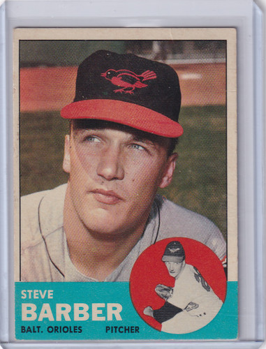 1963 Topps 12 Steve Barber - Baltimore Orioles