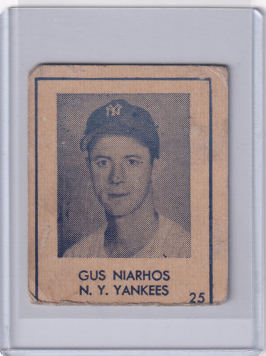 1948 R346 Blue Tint #25 Gus Niarhos - New York Yankees