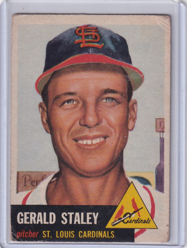 1953 Topps Baseball #56 Jerry Staley - St. Louis Cardinals DP