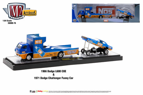 M2 Machines Auto Hauler 76 1966 Dodge L600 COE 1971 Dodge Challenger Funny Car