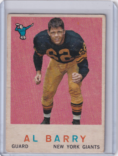 1959 Topps Football # 138 Al Barry RC - New York Giants
