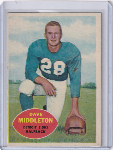 1960 Topps Football # 43 Dave Middleton - Detroit Lions