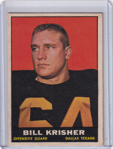 1961 Topps Football #136 Bill Krisher - Dallas Texans