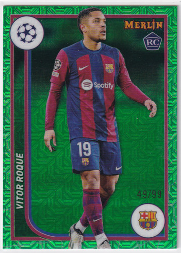 2023-24 Topps UCC Merlin Chrome Green 49/99 #138 Vitor Roque - FC Barcelona
