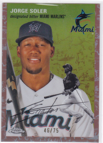2023 Topps Chrome Platinum Toile Rose Gold #296 Jorge Soler 46/75 Miami Marlins