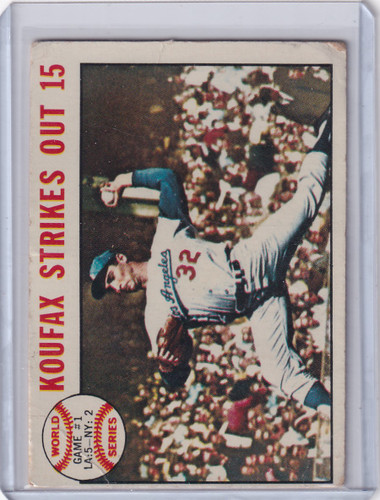 1964 Topps Baseball #136 World Series Game 1 - Koufax Strikes Out 15