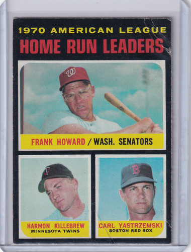 1971 Topps Baseball #65 AL 1970 HR Leaders - Howard / Killebrew / Yastrzemski