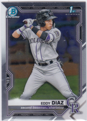 2021 Bowman Chrome #BCP-33 Eddy Diaz 1st Bowman Colorado Rockies