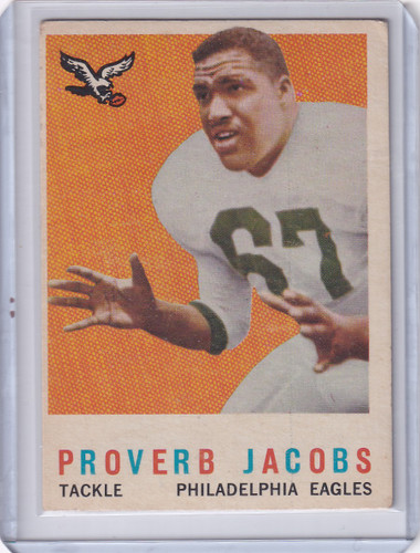 1959 Topps Football # 108 Proverb Jacobs RC - Philadelphia Eagles