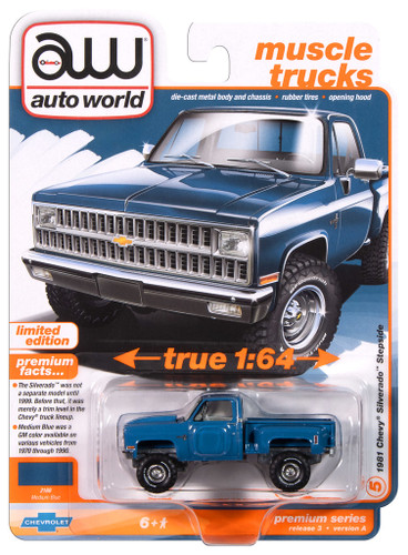 Auto World 64452 Muscle Trucks 1:64 1981 Chevy Silverado Series A Blue
