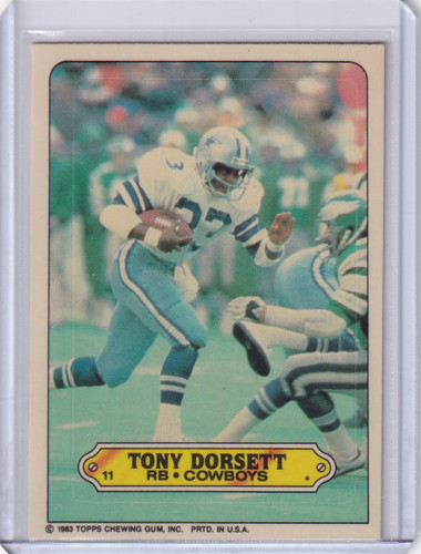 1983 Topps Football Stickers #11 Tony Dorsett - Dallas Cowboys