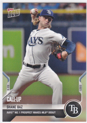 2021 TOPPS NOW #833 SHANE BAZ- TAMPA BAY RAYS