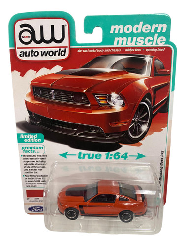 Auto World 64502 1:64 Modern Muscle 2012 Ford Mustang Boss Series B Orange