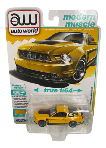 Auto World 64502 1:64 Modern Muscle 2012 Ford Mustang Boss Series A Yellow