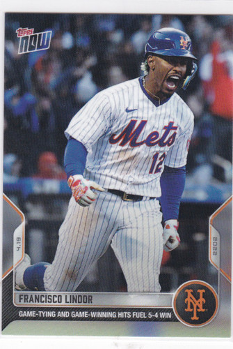 2022 TOPPS NOW #69 FRANCISCO LINDOR- NEW YORK METS