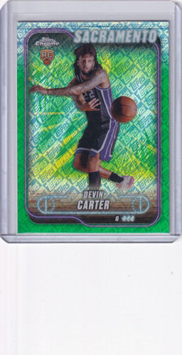 2024-25 Topps Chrome Green Refractors #134 Devin Carter - Sacramento Kings