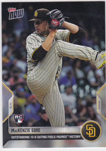2022 TOPPS NOW #298 MacKENZIE GORE- SAN DIEGO PADRES